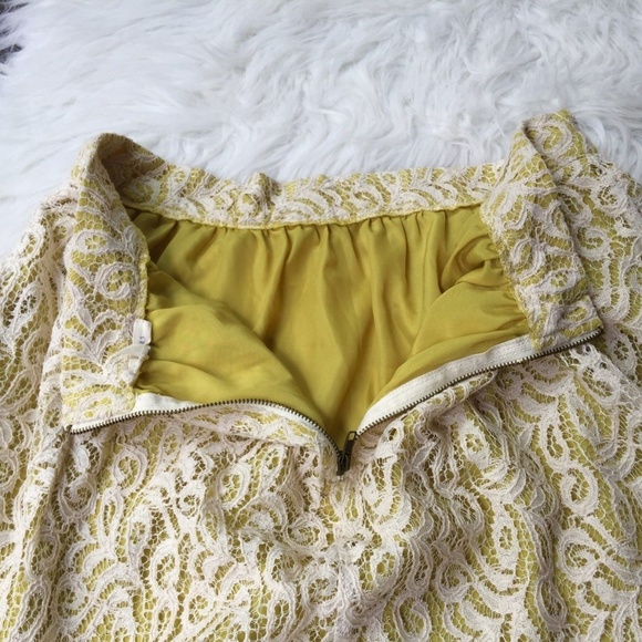 Citron Floral Lace Crochet Zip A Line Mini Skirt - Picture 5 of 8